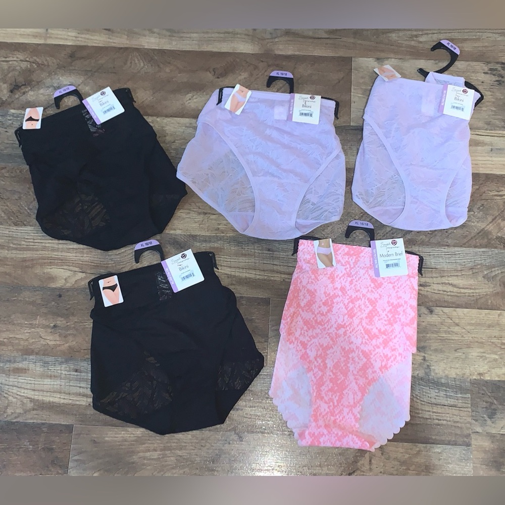 Women’s Secret Treasures set of 5 bikini & modern brief underwear size XL 16-18